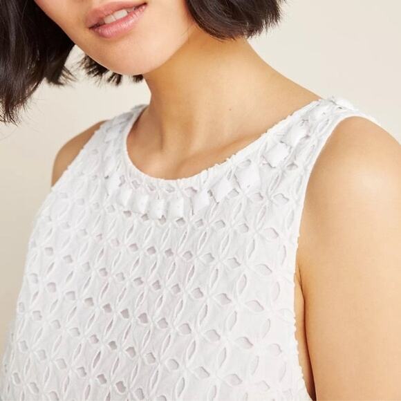 Anthropologie Maeve Monika White Beaded Eyelet Sleeveless Blouse size Small - Picture 6 of 8